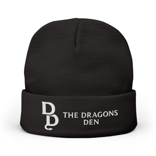 The Dragon’s Den Embroidered Knit Beanie — Stacked D Logo